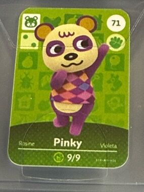 Pinky Animal Crossing #71 New Horizons Amiibo NFC Mini Card VG